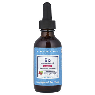 The Vitamin Shoppe, Vitamine B12 avec acide folique, Framboise, 59 ml