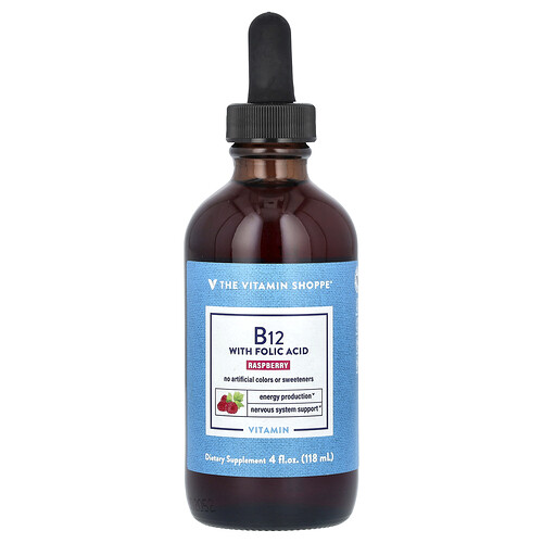The Vitamin Shoppe Vitamin B12 with Folic Acid, Raspberry, 4 fl oz (118 ml)