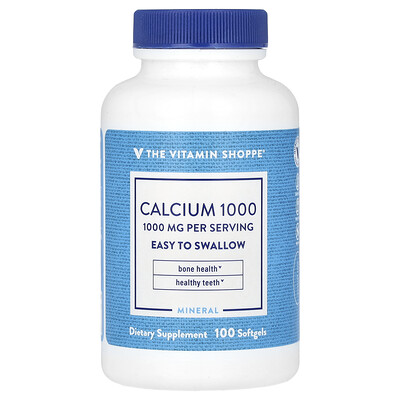 The Vitamin Shoppe  Calcium 1000  1 000 mg  100 Softgels (250 mg Per Softgel)