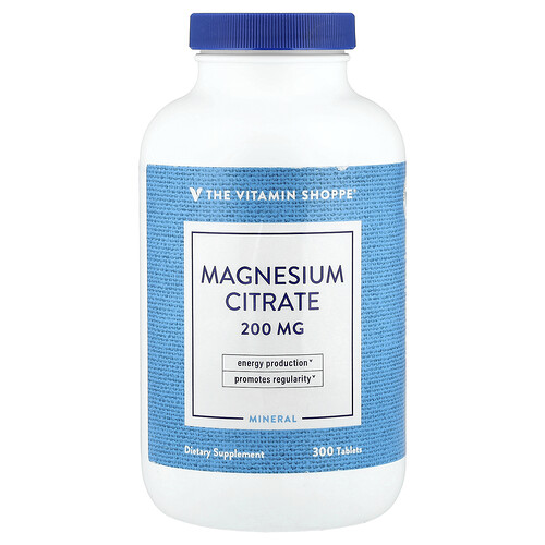 The Vitamin Shoppe, Citrato de magnesio, 200 mg, 300 comprimidos