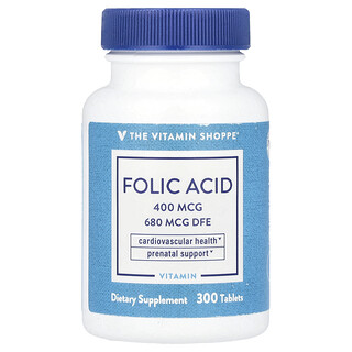 The Vitamin Shoppe, Foliumzuur, 680 mcg DFE, 300 tabletten