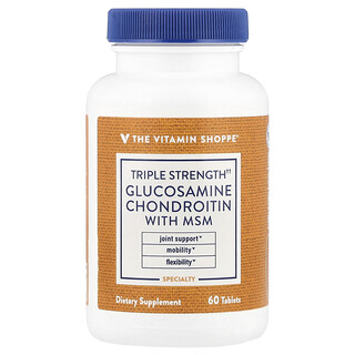 The Vitamin Shoppe‏, גלוקוזאמין כונדרואיטין עם MSM בעוצמה משולשת, 60 טבליות