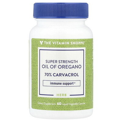 The Vitamin Shoppe  Super Stength Oil of Oregano  45 mg  60 Liquid Vegetable Capsules