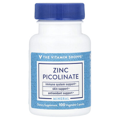 The Vitamin Shoppe Zinc Picolinate 22 mg 100 Vegetable Capsules