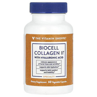 The Vitamin Shoppe  BioCell Collagen II With Hyaluronic Acid  60 Vegetable Capsules