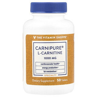 The Vitamin Shoppe, L-carnitina Carnipure®, 1000 mg, 50 comprimidos