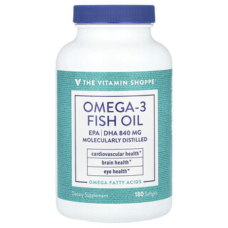 The Vitamin Shoppe, Óleo de Peixe Ômega-3, 1.200 mg, 180 Cápsulas Softgel