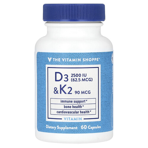The Vitamin Shoppe Vitamin D3 & K2, 60 Capsules
