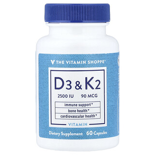 The Vitamin Shoppe, Vitamin D3 & K2, 60 Capsules