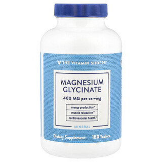 The Vitamin Shoppe, Glicinat de magneziu, 400 mg, 180 comprimate (200 mg per comprimat)