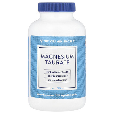 The Vitamin Shoppe, Taurato de magnesio, 180 cápsulas vegetales (62,5 mg por cápsula)