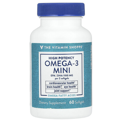 ザ・ビタミンショップ The Vitamin Shoppe, オメガ3ミニ、High Potency、ソフトジェル60粒（1粒あたり700mg）