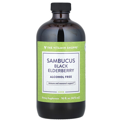 The Vitamin Shoppe  Sambucus Black Elderberry  Alcohol Free  16 fl oz (473 ml)