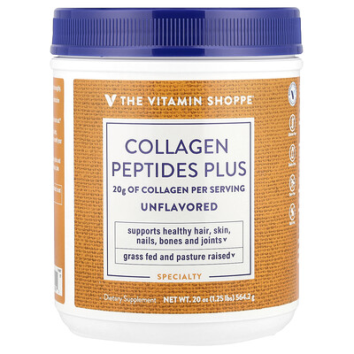 The Vitamin Shoppe  Collagen Peptides Plus  Unflavored  20 oz (564.2 g)
