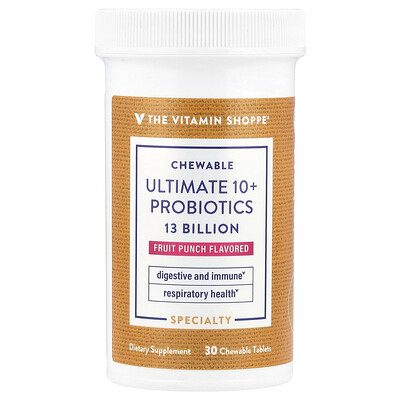 The Vitamin Shoppe  Chewable Ultimate 10+ Probiotics  Fruit Punch   13 Billion   30 Chewable Tablets