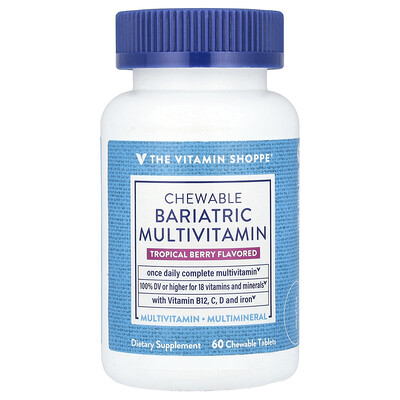 The Vitamin Shoppe  Chewable Bariatric Multivitamin  Tropical Berry  60 Chewable Tablets