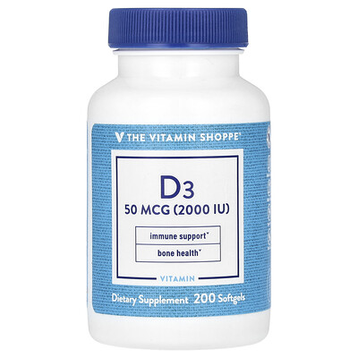 The Vitamin Shoppe  Vitamin D3  50 mcg (2 000 IU)  200 Softgels