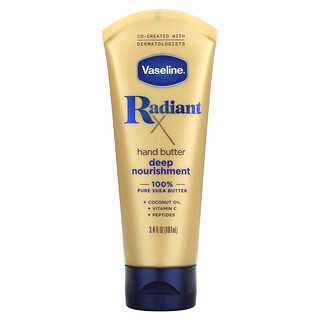 Vaseline, RadiantX, Manteca de nutrición profunda para manos, 101 ml (3,4 oz. Líq.)
