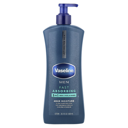 Vaseline, Men, schnell absorbierend, 3-in-1 Body-, Gesichts- & Handlotion, 600 ml