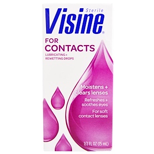 Отзывы о Визин, For Contacts, Lubricating + Rewetting Drops, 1/2 fl oz (15 ml)