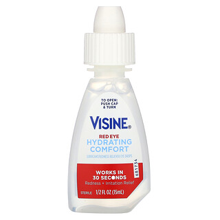 Visine, Confort d'hydratation pour les yeux rouges, Gouttes pour les yeux lubrifiantes/antirougeurs, 15 ml