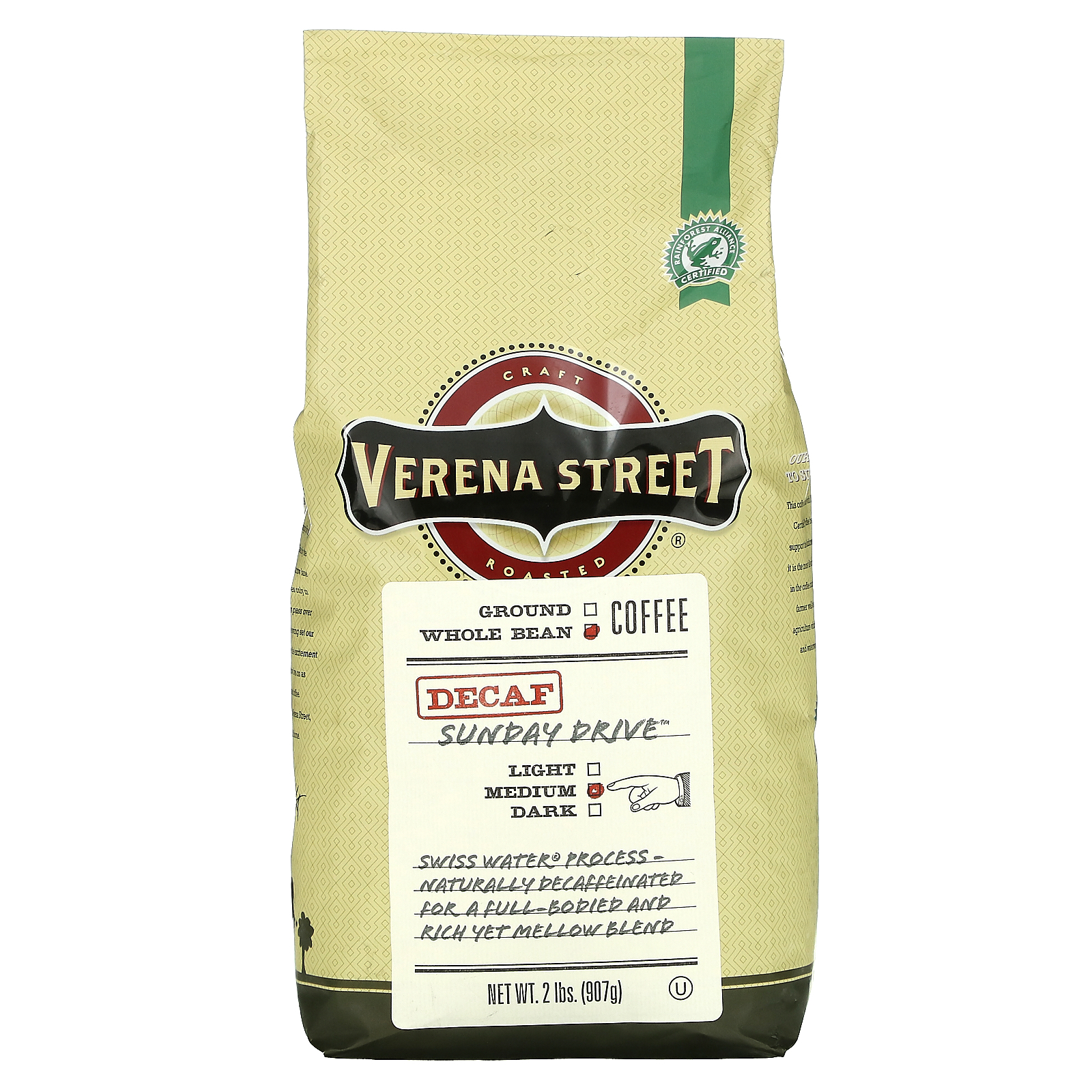 期間限定 最安値挑戦 Verena Street Sunday Drive サンデードライブ ミディアムロースト 907g 売れ筋がひ！ カフェインレス コーヒー豆 2ポンド