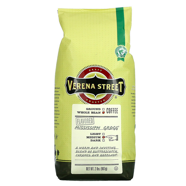 Verena Street, Mississippi Grogg, Flavored, Whole Bean, Medium Roast, 2 lbs (907 g)