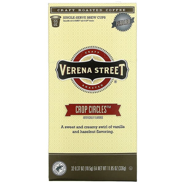 Verena Street, Crop Circles, Flavored, Craft Roasted Coffee, 32 Single-Serve Brew Cups, 0.37 oz (10.5 g) Each