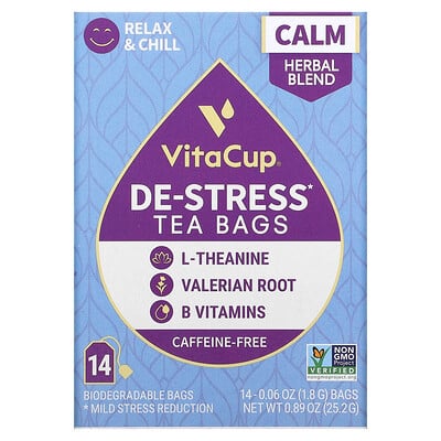 

VitaCup De-Stress Tea Caffeine-Free 14 Bags 0.06 oz (1.8 g) Each