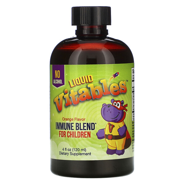 Vitables, Детская жидкая добавка для укрепления иммунитета, без спирта, апельсиновый вкус, 120 мл (4 жидк. унции)
