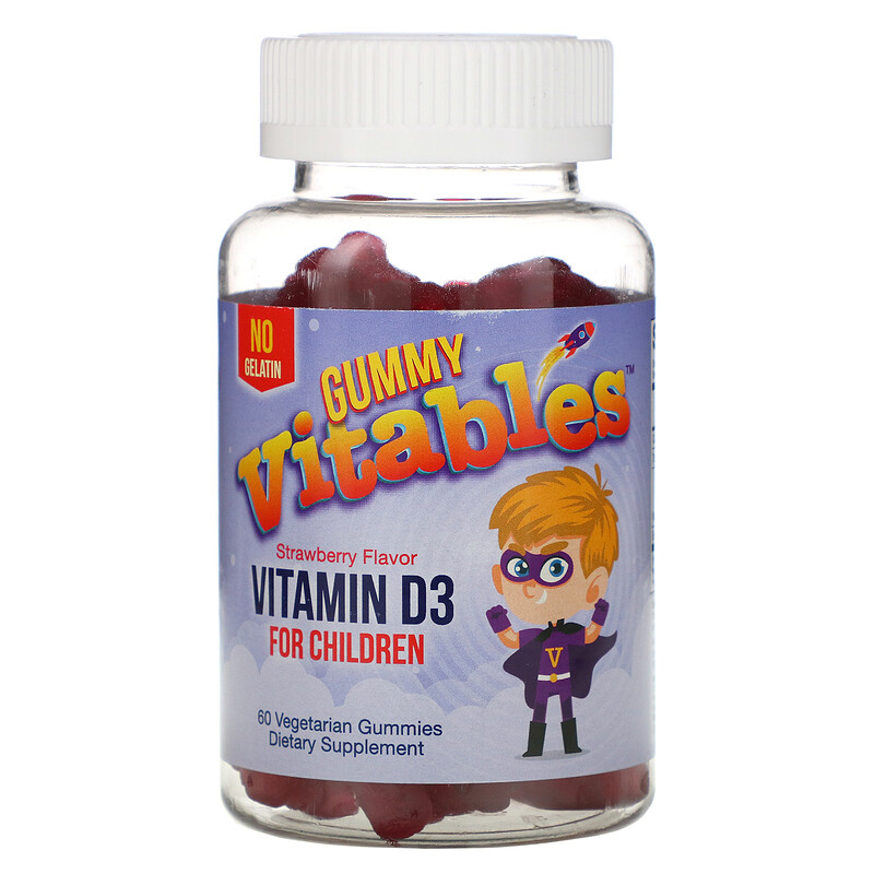 Vitables, Gummy Vitamin D3 for Children, Strawberry Flavor, 60