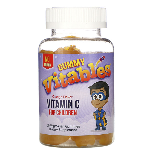 Vitables, жевательный витамин C для детей, с апельсиновым вкусом, 60 вегетарианских жевательных конфет