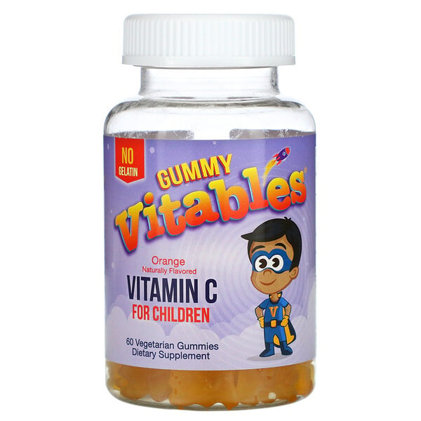Vitables, 子ども用ビタミンCグミ、オレンジ、植物性グミ60粒