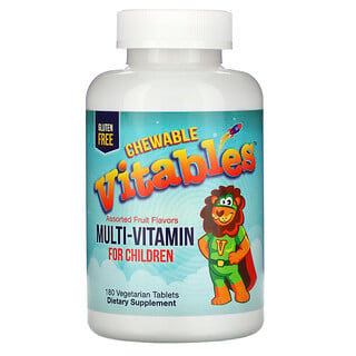 Vitables, فيتامينات متعددة للأطفال، نكهات فواكه متنوعة، 180 قرص نباتي