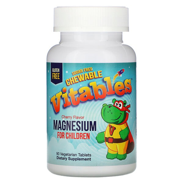 Vitables, Детские жевательные таблетки с магнием, без сахара, со вкусом вишни, 90 вегетарианских таблеток