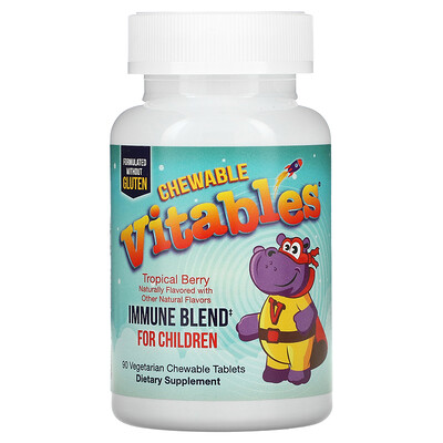 

Vitables жевательная добавка для укрепления детского иммунитета со вкусом тропических ягод 90 вегетарианских жевательных таблеток