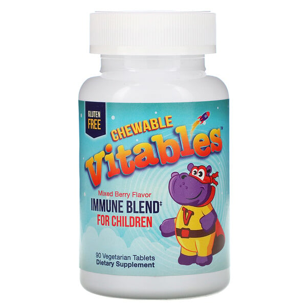 Vitables, Комплекс для иммунитета, жевательные таблетки для детей, смесь ягодных ароматов, 90 вегетарианских таблеток