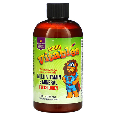 

Vitables, Liquid Multivitamin & Mineral for Children, No Alcohol, Orange Mango Flavor, 8 fl oz (237 ml)