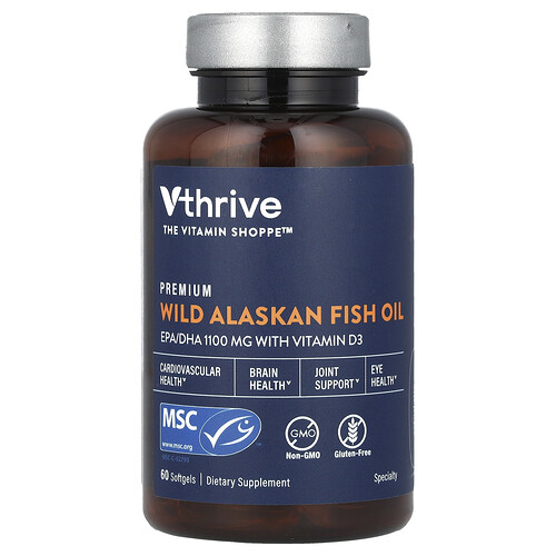 Vthrive Premium Wild Alaskan Fish Oil, 60 Softgels