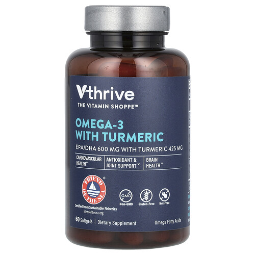 Vthrive, Omega-3 With Turmeric, Omega-3 mit Kurkuma, 60 Weichkapseln