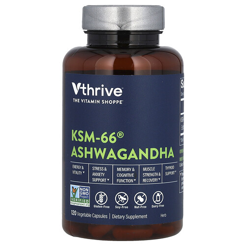 Vthrive KSM-66 Ashwagandha, 120 Vegetable Capsules (300 mg per Capsule)