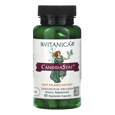 Vitanica CandidaStat, поддержка баланса дрожжей, 60 вегетарианских капсул