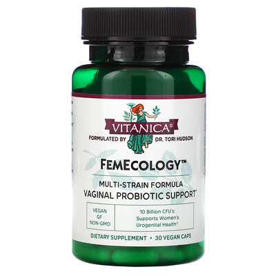Vitanica FemEcology, Vaginal Probiotic Support, 10 Billion CFU, 30 Vegan Caps