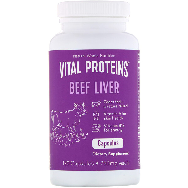 Vital Proteins‏, כבד בקר, 750 מ"ג, 120 כמוסות