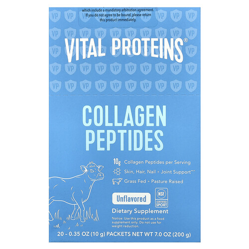 Vital Proteins, Collagen Peptides, Unflavored, 20 Packets, 0.35 oz (10 g) Each