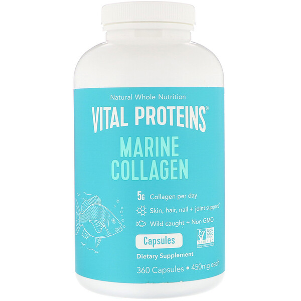 Vital Proteins, Marine Collagen, Wild Caught, 450 mg, 360 Capsules - iHerb