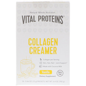 Отзывы о Витал Потеинс, Collagen Creamer, Vanilla, 14 Packets, 0.46 oz (13 g) Each