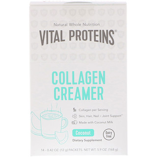 Vital Proteins, Коллагенoвые сливки, кокос, 14 пакетов, 0,42 унц. (12 г) в каждом