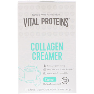 Отзывы о Витал Потеинс, Collagen Creamer, Coconut, 14 Packets, 0.42 oz (12 g) Each
