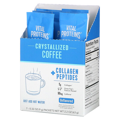 Vital Proteins Кристаллизованный кофе с пептидами коллагена без добавок 7 пакетиков по 9 г (0 32 унции)